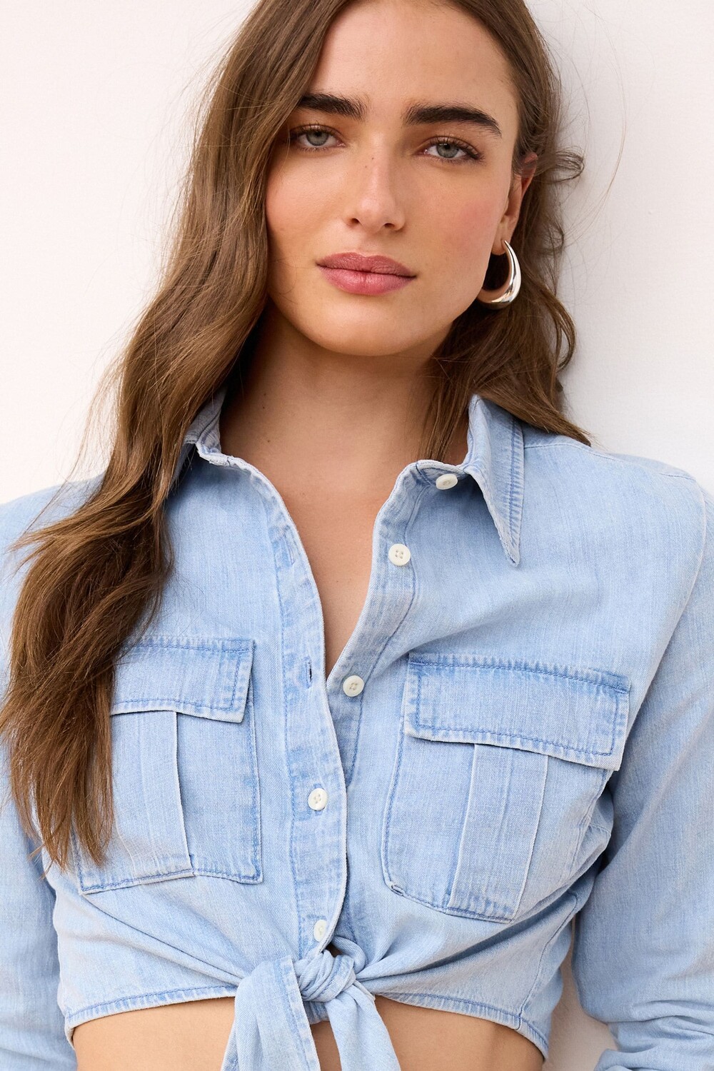 Укороченная джинсовая рубашка с завязкой спереди Next, белый
Укороченная джинсовая рубашка с завязкой спереди Next, белый