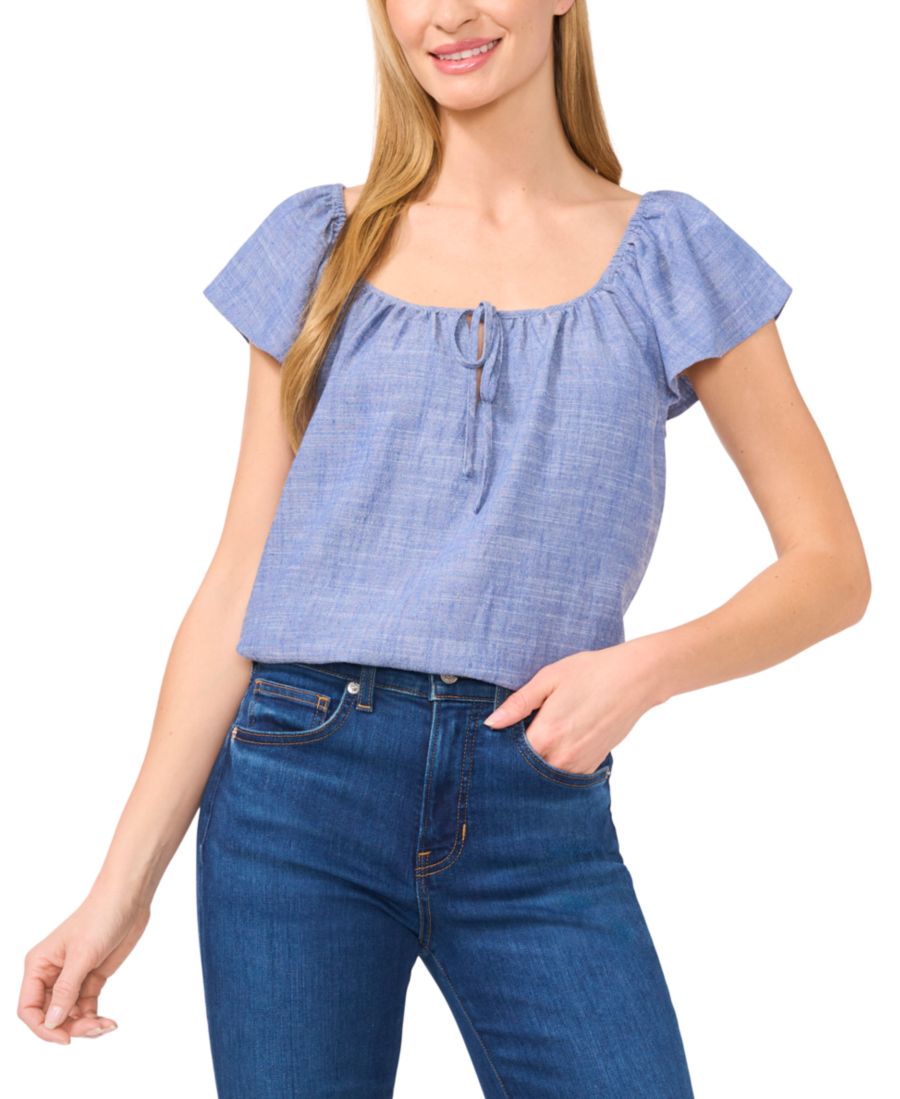 Женская блузка с разрезом на воротнике и рукавами-воланами CeCe, Indigo Wash
Женская блузка с разрезом на воротнике и рукавами-воланами CeCe, Indigo Wash