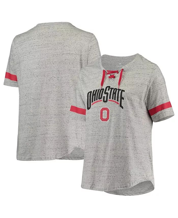 Женская футболка Ohio State Buckeyes больших размеров с V-образным вырезом, серо-алая и меланжевая Profile
Женская футболка Ohio State Buckeyes больших размеров с V-образным вырезом, серо-алая и меланжевая Profile