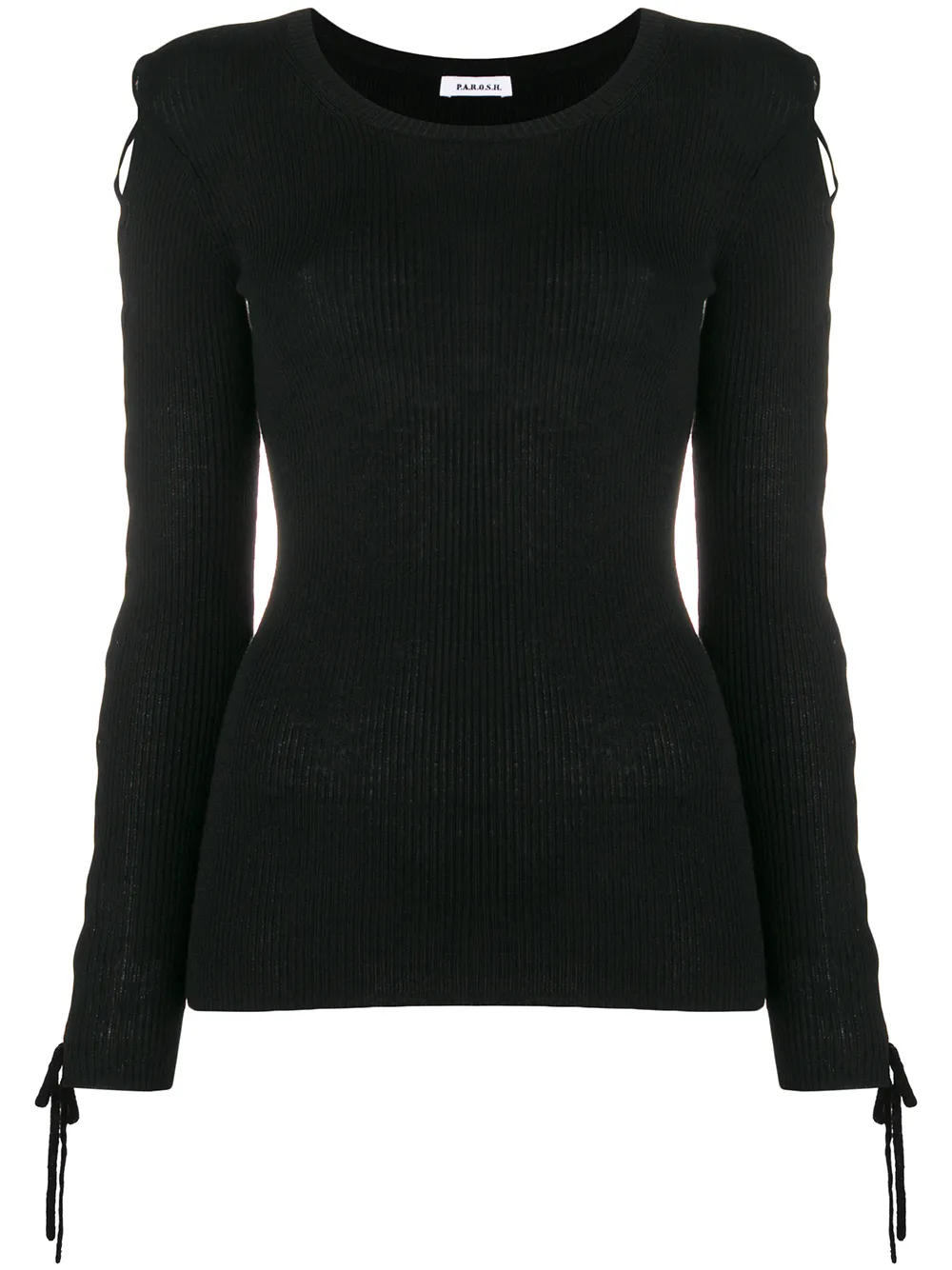 Вязаный топ с кружевными рукавами P.A.R.O.S.H., черный
Вязаный топ с кружевными рукавами P.A.R.O.S.H., черный