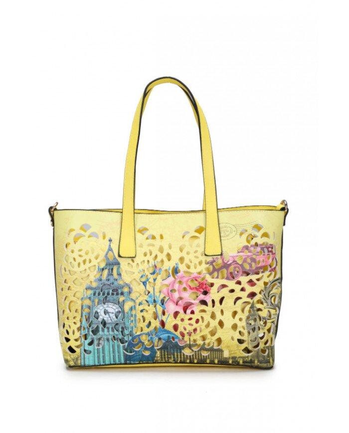 Сумка-тоут 2-в-1 через плечо и с открытым верхом с узором, вырезанным лазером JFY, желтый
Сумка-тоут 2-в-1 через плечо и с открытым верхом с узором, вырезанным лазером JFY, желтый