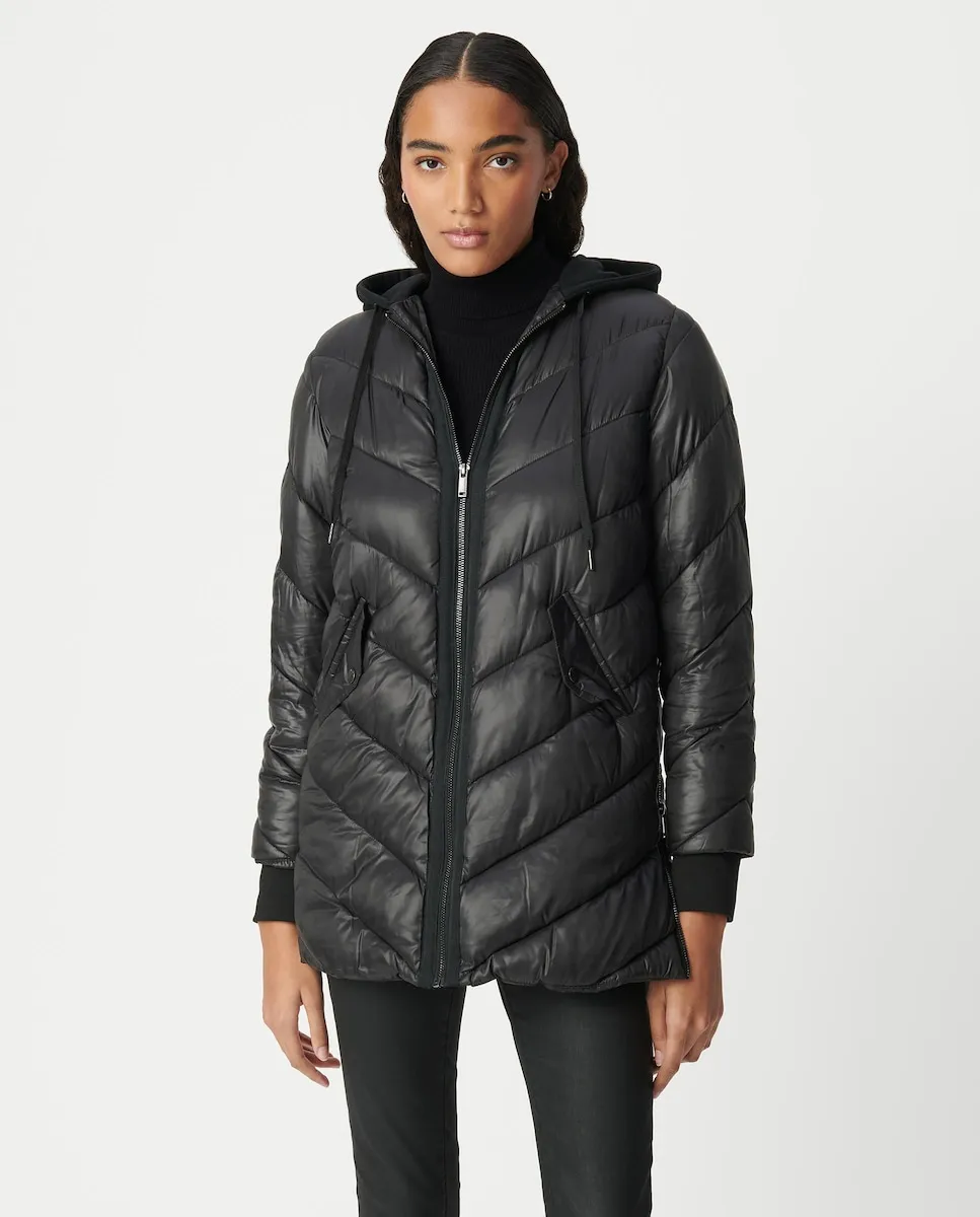 Женский тонкий пуховик с плюшевой капюшоном IKKS, черный
Женский тонкий пуховик с плюшевой капюшоном IKKS, черный