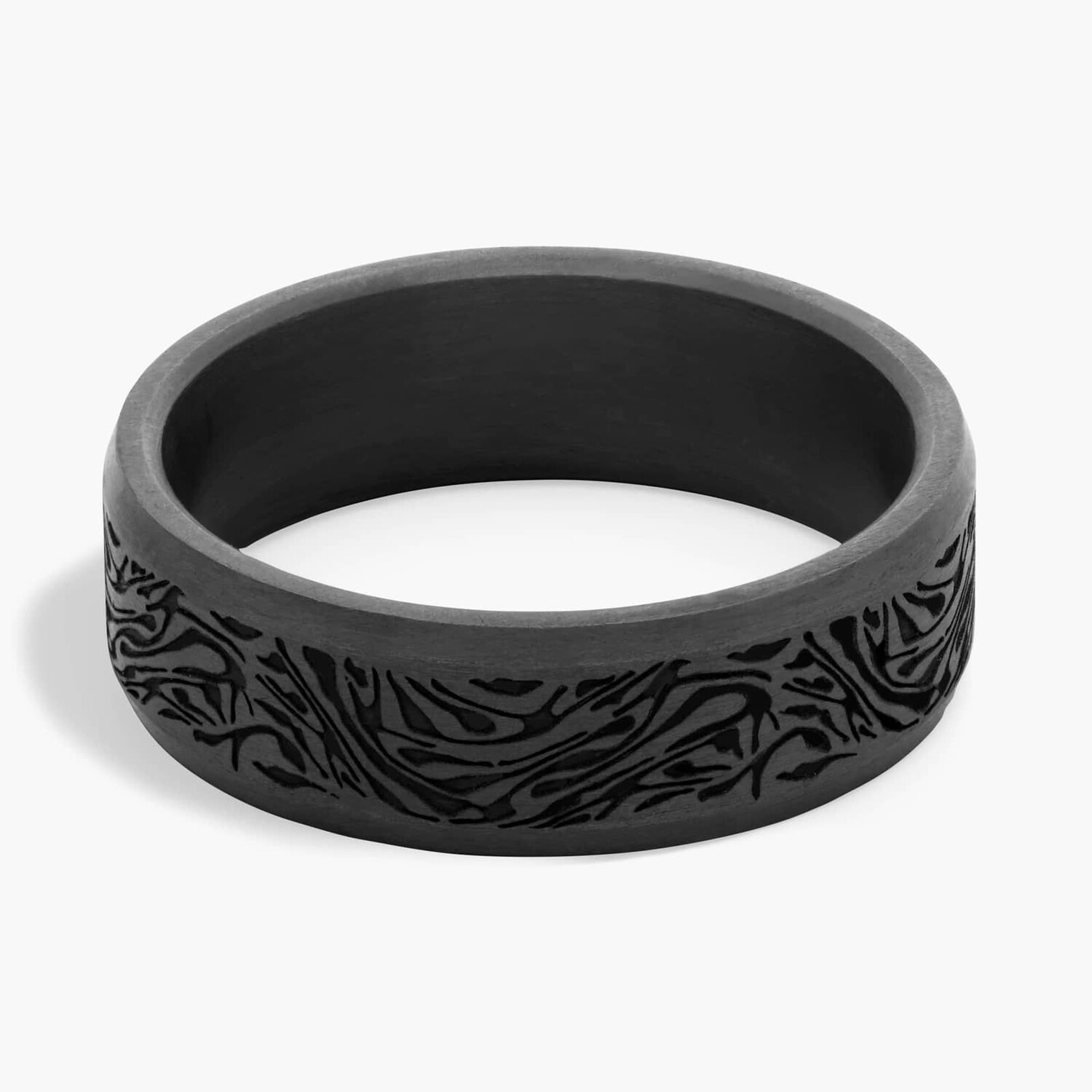 Обручальное кольцо с узором мокуме и скошенным краем из тантала (7 мм) Blue Nile