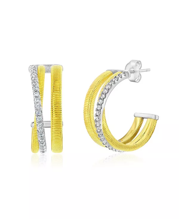 Серьги-Кольца-Хагги Suzy Levian Golden Helix из стерлингового серебра с кубическим цирконием в форме тройной спирали Suzy Levian New York, golden
Серьги-Кольца-Хагги Suzy Levian Golden Helix из стерлингового серебра с кубическим цирконием в форме тройной спирали Suzy Levian New York, golden