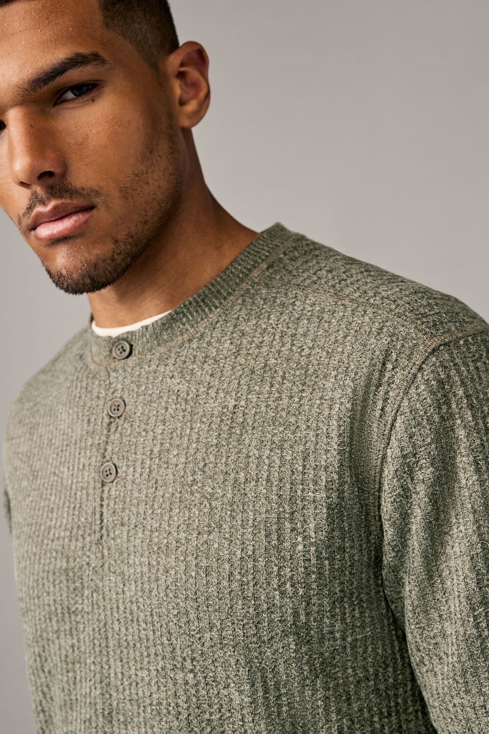 Текстурированная футболка с длинными рукавами в стиле дедушки Next, зеленый