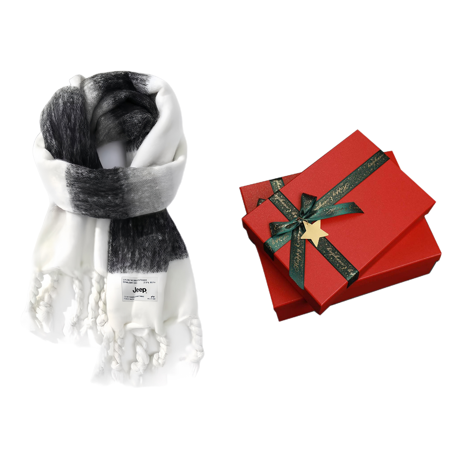 Jeep Вязаный шарф унисекс, Black White Red Gift Box Set 
Jeep Вязаный шарф унисекс, Black White Red Gift Box Set