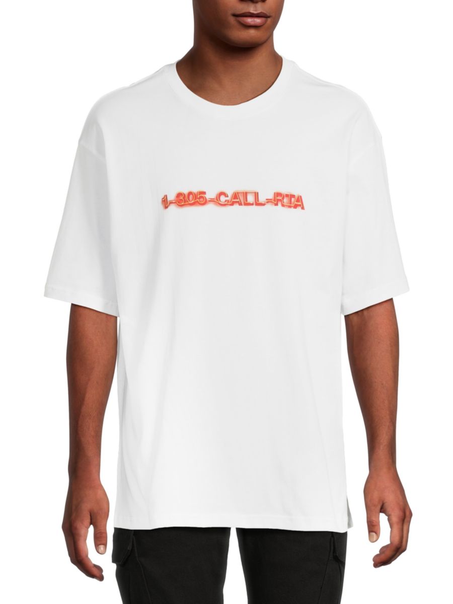 Футболка из хлопка с графическим принтом и спущенным плечом RTA, белый
Футболка из хлопка с графическим принтом и спущенным плечом RTA, белый