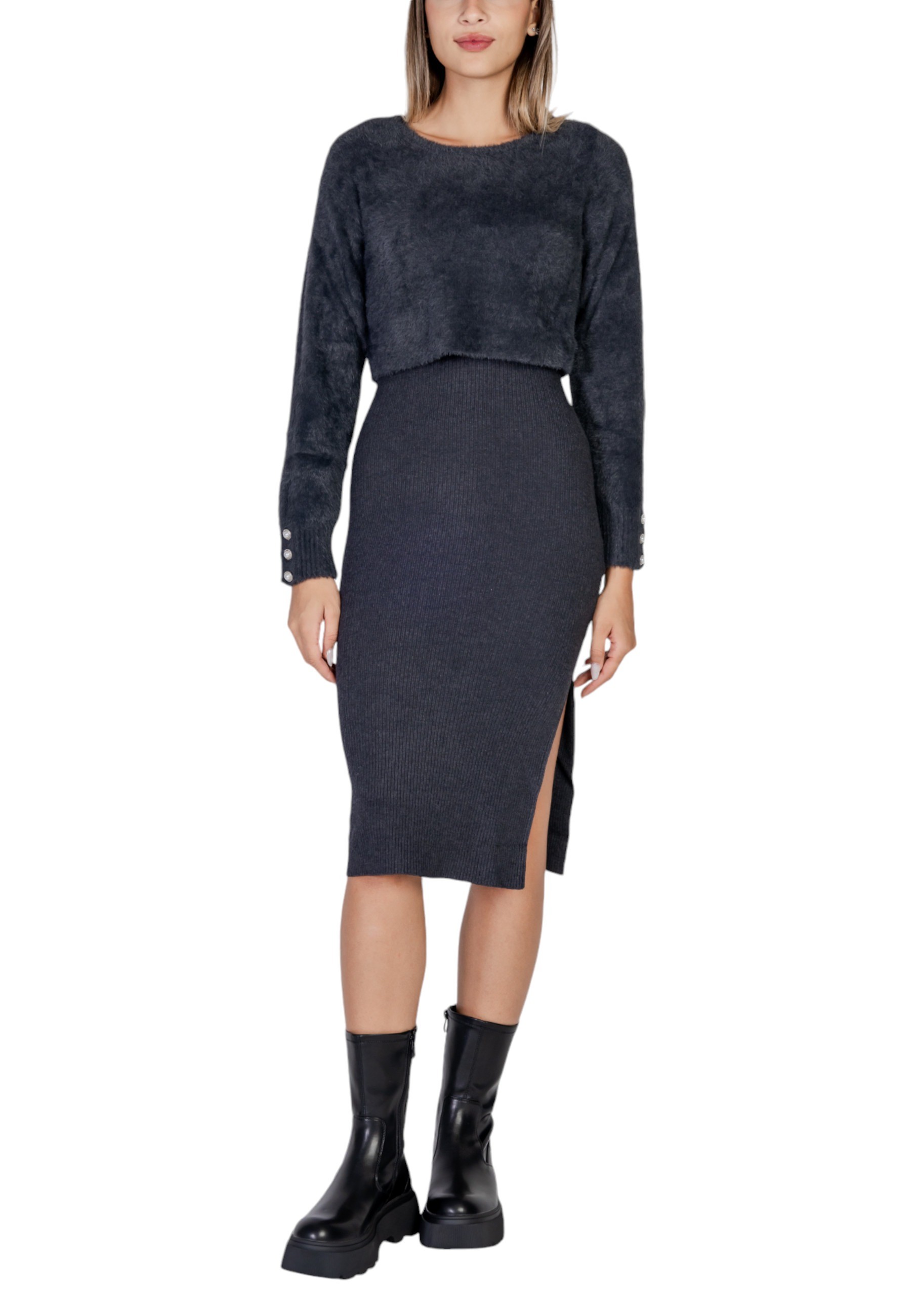 Платье Morgan Lane миди, серый 
Платье Morgan Lane миди, серый