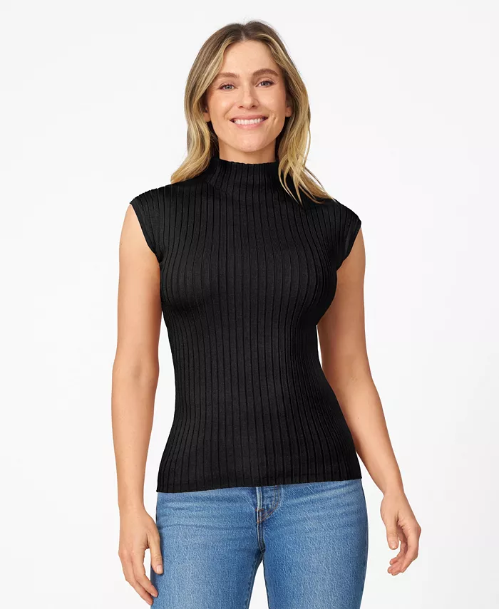 Женский свитер с ребристой вязкой, высоким воротником и короткими рукавами Cable & Gauge, черный
Женский свитер с ребристой вязкой, высоким воротником и короткими рукавами Cable & Gauge, черный