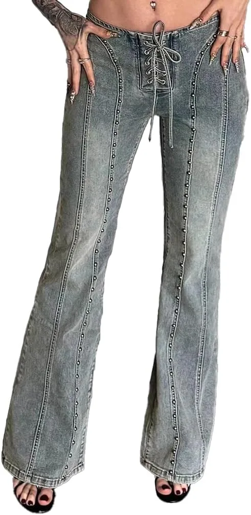 Джинсы женские low rise flare с кружевной отделкой и шипами Xadsfeel
Джинсы женские low rise flare с кружевной отделкой и шипами Xadsfeel