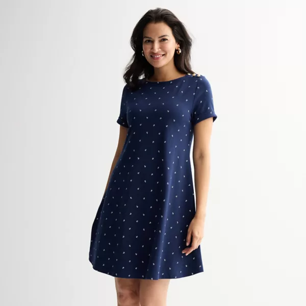 Женское платье-футболка с застежкой на плечо Croft & Barrow, цвет navy little anchor
Женское платье-футболка с застежкой на плечо Croft & Barrow, цвет navy little anchor