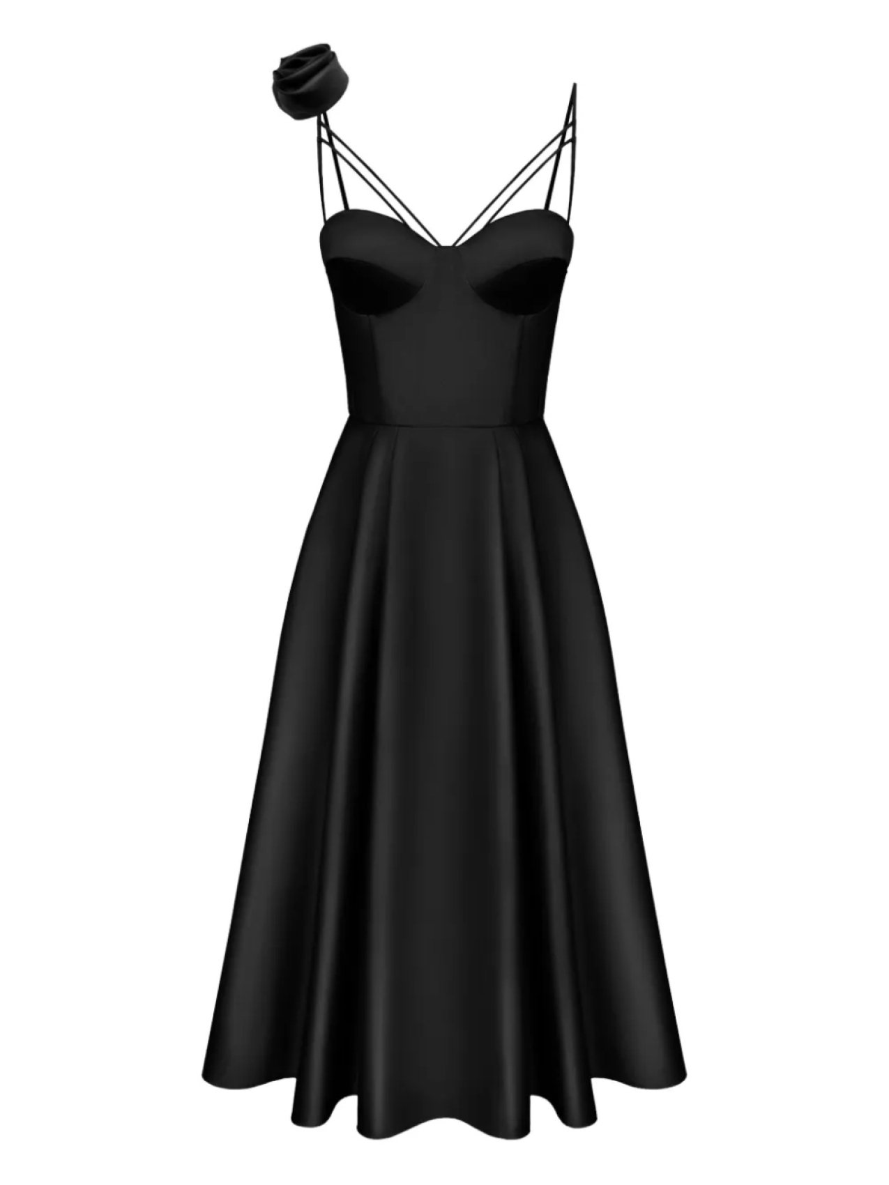 POST MERIDIEM платье миди с корсетом, черный 
POST MERIDIEM платье миди с корсетом, черный