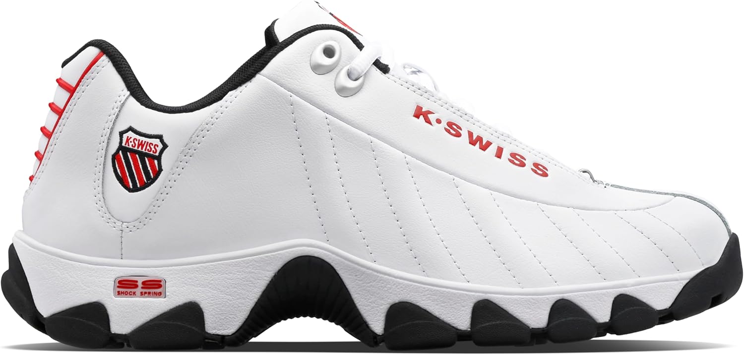 Мужские кроссовки K-Swiss ST329 CMF, широкие теннисные кроссовки для мужчин, прогулочная обувь с кожаным верхом, белый/черный/красный
Мужские кроссовки K-Swiss ST329 CMF, широкие теннисные кроссовки для мужчин, прогулочная обувь с кожаным верхом, белый/черный/красный