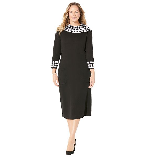 Женское платье-свитер с капюшоном plus size Catherines, Black Houndstooth
Женское платье-свитер с капюшоном plus size Catherines, Black Houndstooth