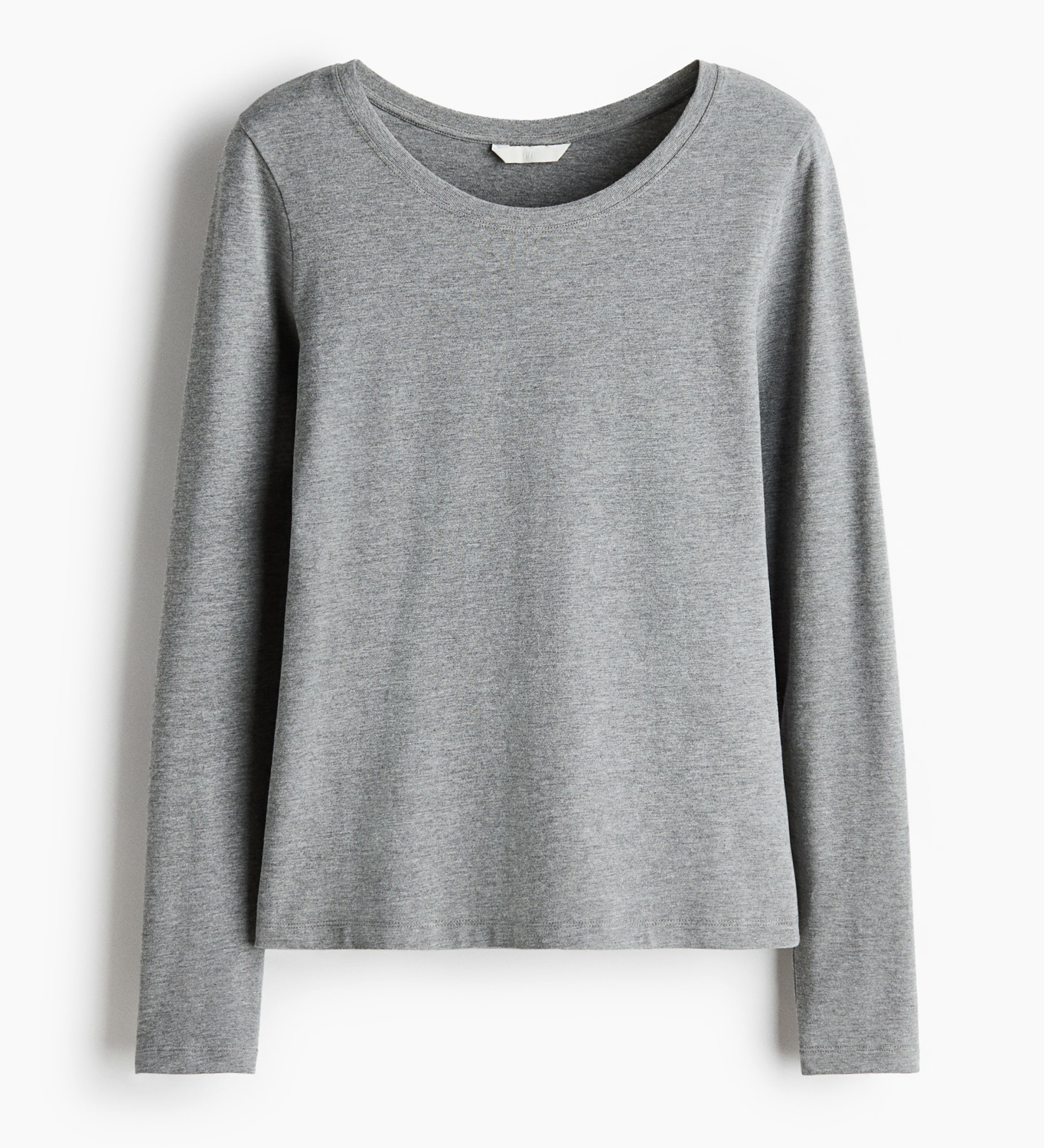 Лонгслив H&M Fitted Cotton, серый меланж
Лонгслив H&M Fitted Cotton, серый меланж