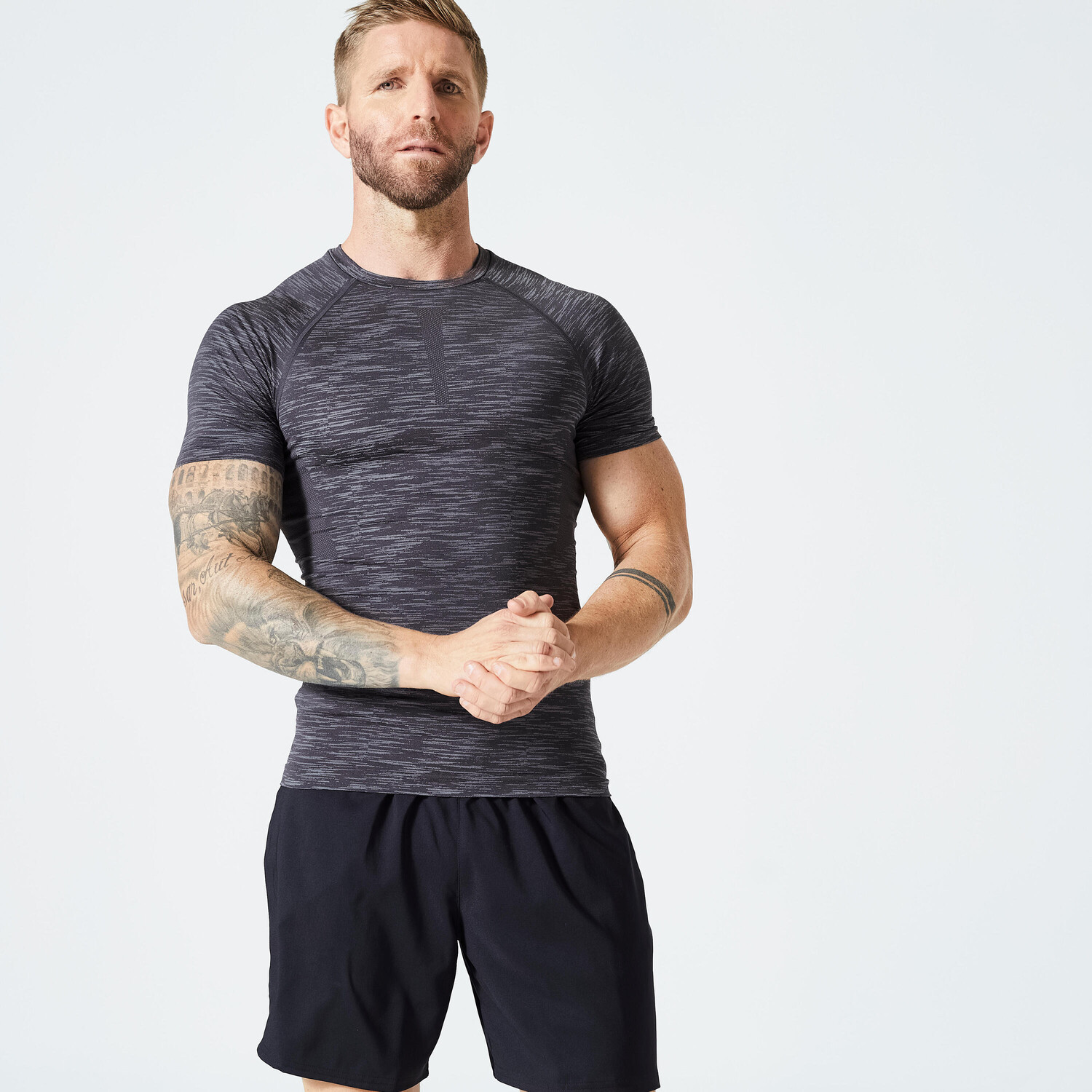 Компрессионная майка фитнес-кардио в крапинку серая DOMYOS, угольно-серый/цинково-серый
Компрессионная майка фитнес-кардио в крапинку серая DOMYOS, угольно-серый/цинково-серый