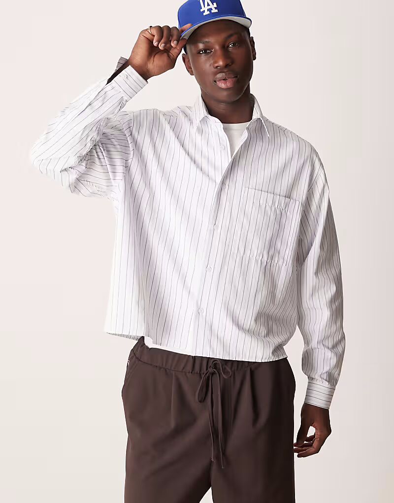 Рубашка свободного кроя в тонкую белую и серую полоску Asos Design
Рубашка свободного кроя в тонкую белую и серую полоску Asos Design