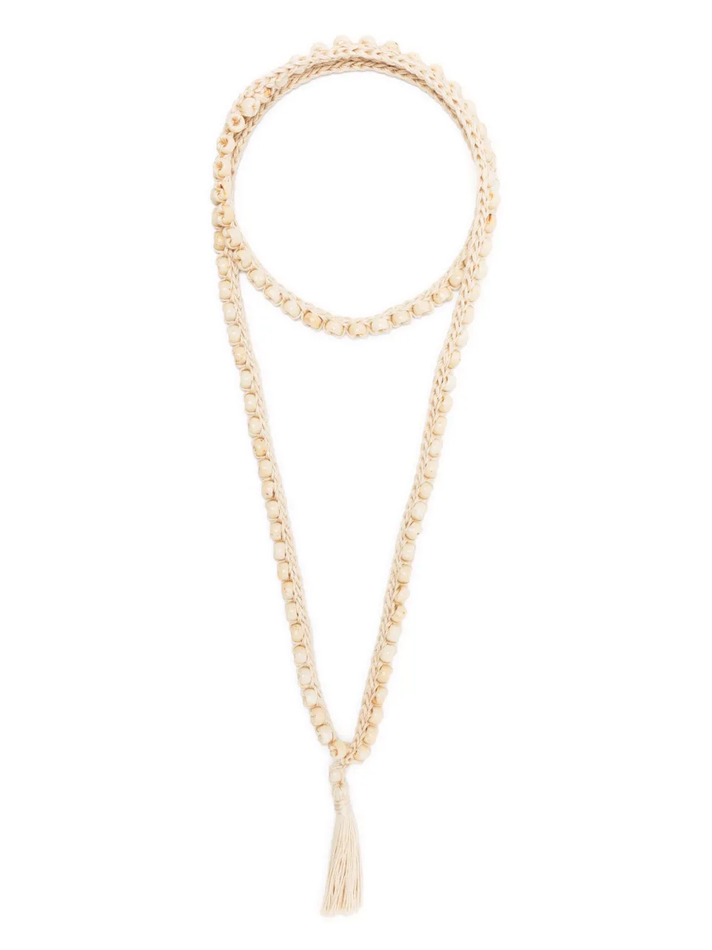 Колье в технике кроше с кисточками Alanui, нейтральный
Колье в технике кроше с кисточками Alanui, нейтральный