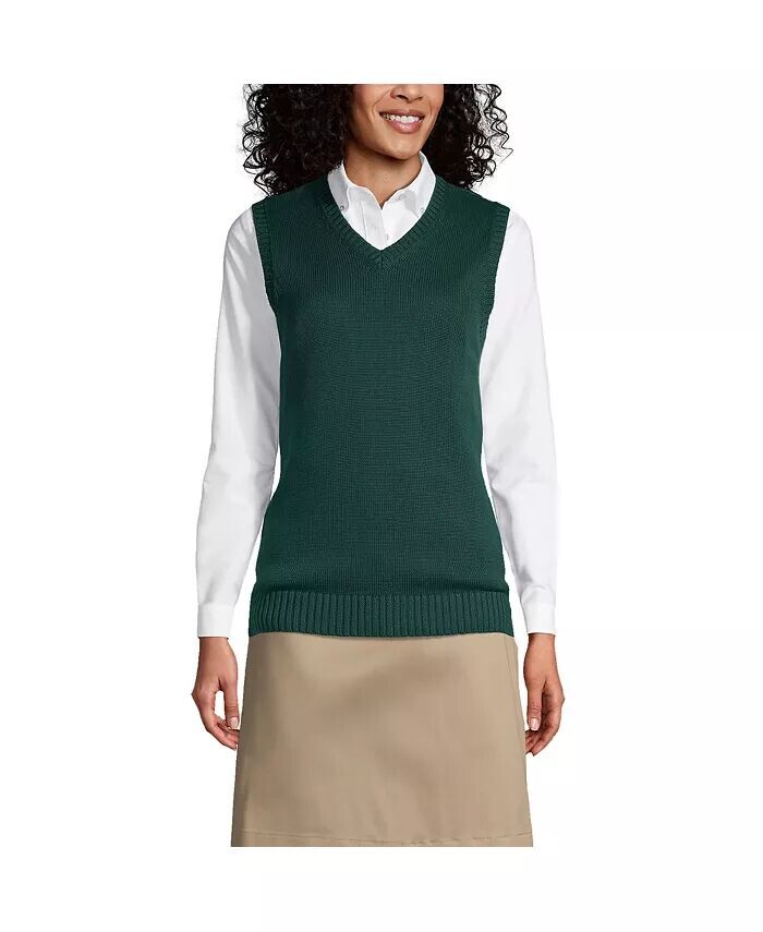 Женская школьная форма, хлопковый свитер из модала, жилет Lands' End, зеленый
Женская школьная форма, хлопковый свитер из модала, жилет Lands' End, зеленый