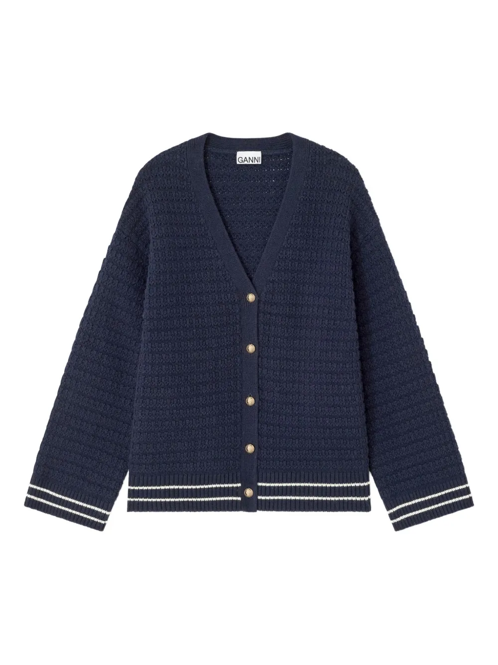 Кардиган с отделкой в полоску Ganni, синий
Кардиган с отделкой в полоску Ganni, синий