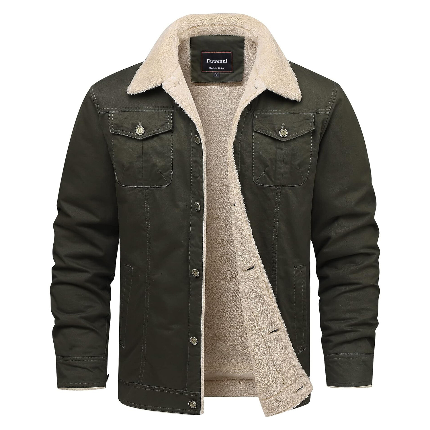 Мужская зимняя куртка-карго Fuwenni Sherpa Lined Fleece Military, зеленый
Мужская зимняя куртка-карго Fuwenni Sherpa Lined Fleece Military, зеленый