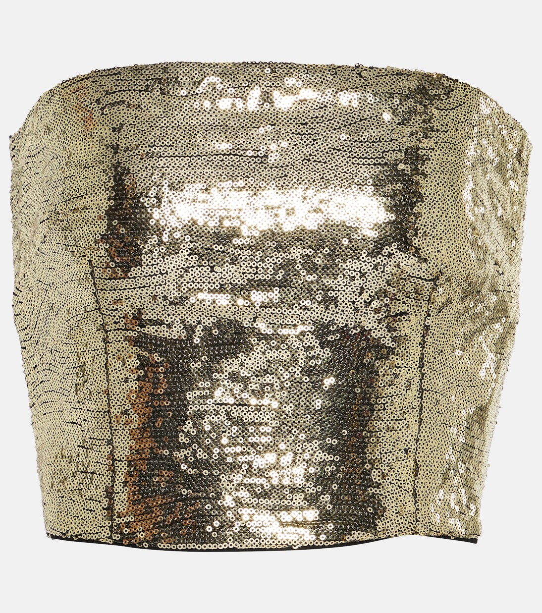 Кружевной укороченный топ без бретелек с пайетками Dolce&Gabbana, золото
Кружевной укороченный топ без бретелек с пайетками Dolce&Gabbana, золото