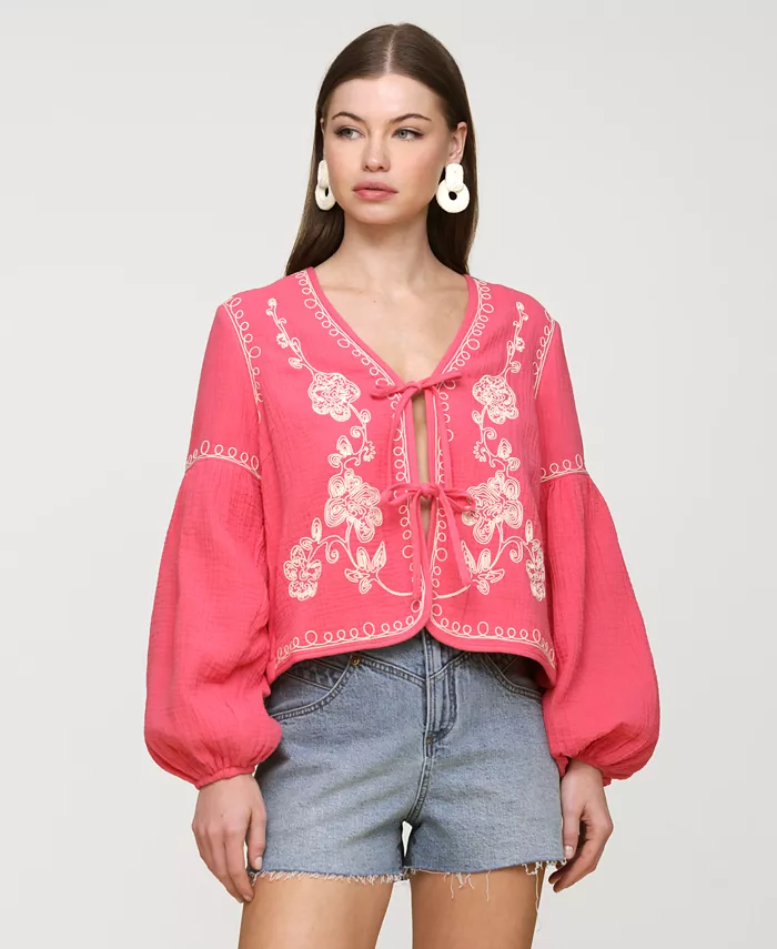 Женская вышитая блузка с баской Avec Les Filles, розовый
Женская вышитая блузка с баской Avec Les Filles, розовый