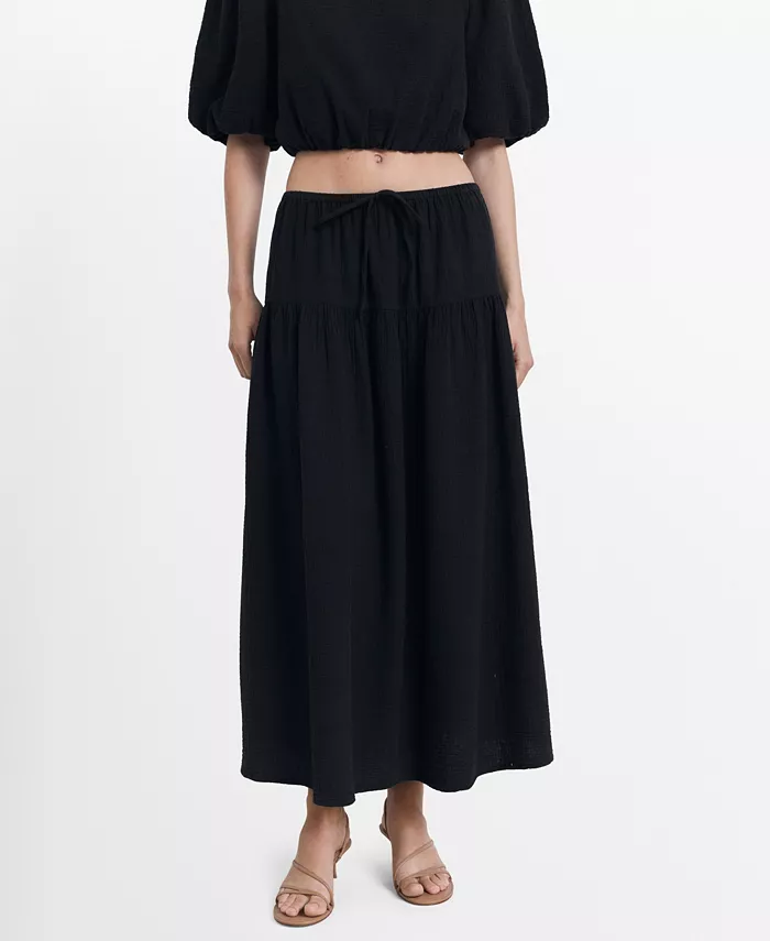 Женская хлопковая юбка на завязках MANGO, черный
Женская хлопковая юбка на завязках MANGO, черный