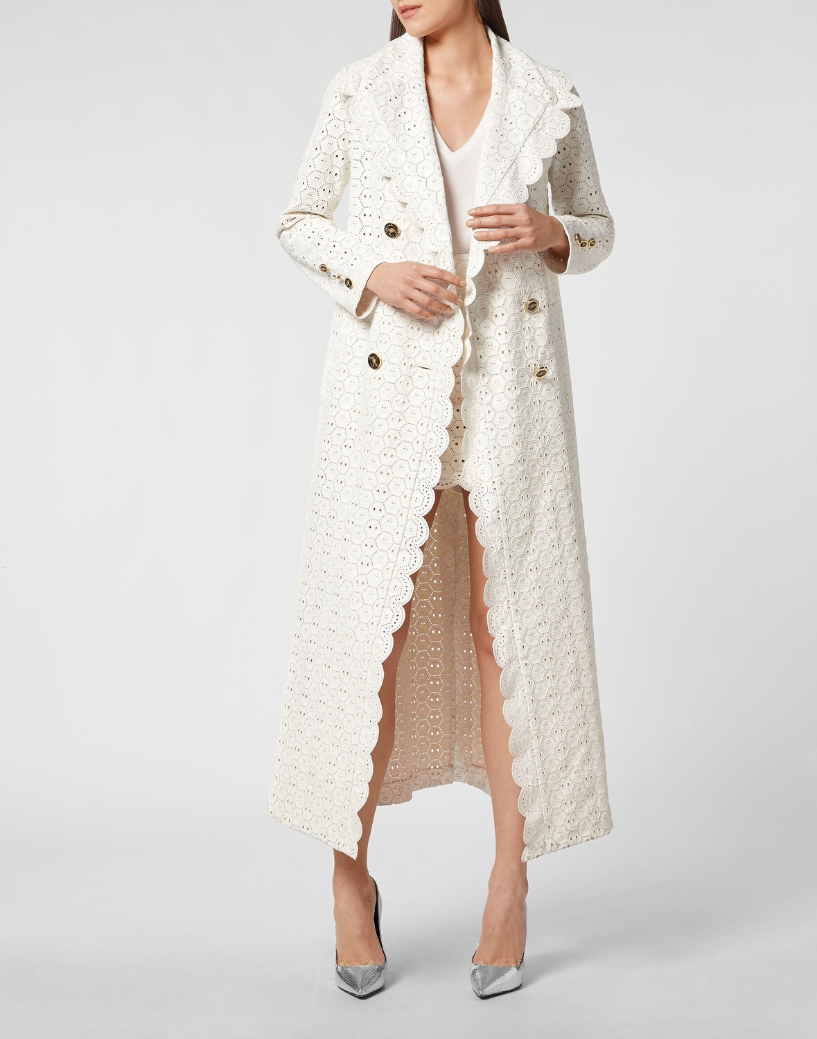 Длинный кожаный тренч Sangallo Philipp Plein, белый
Длинный кожаный тренч Sangallo Philipp Plein, белый