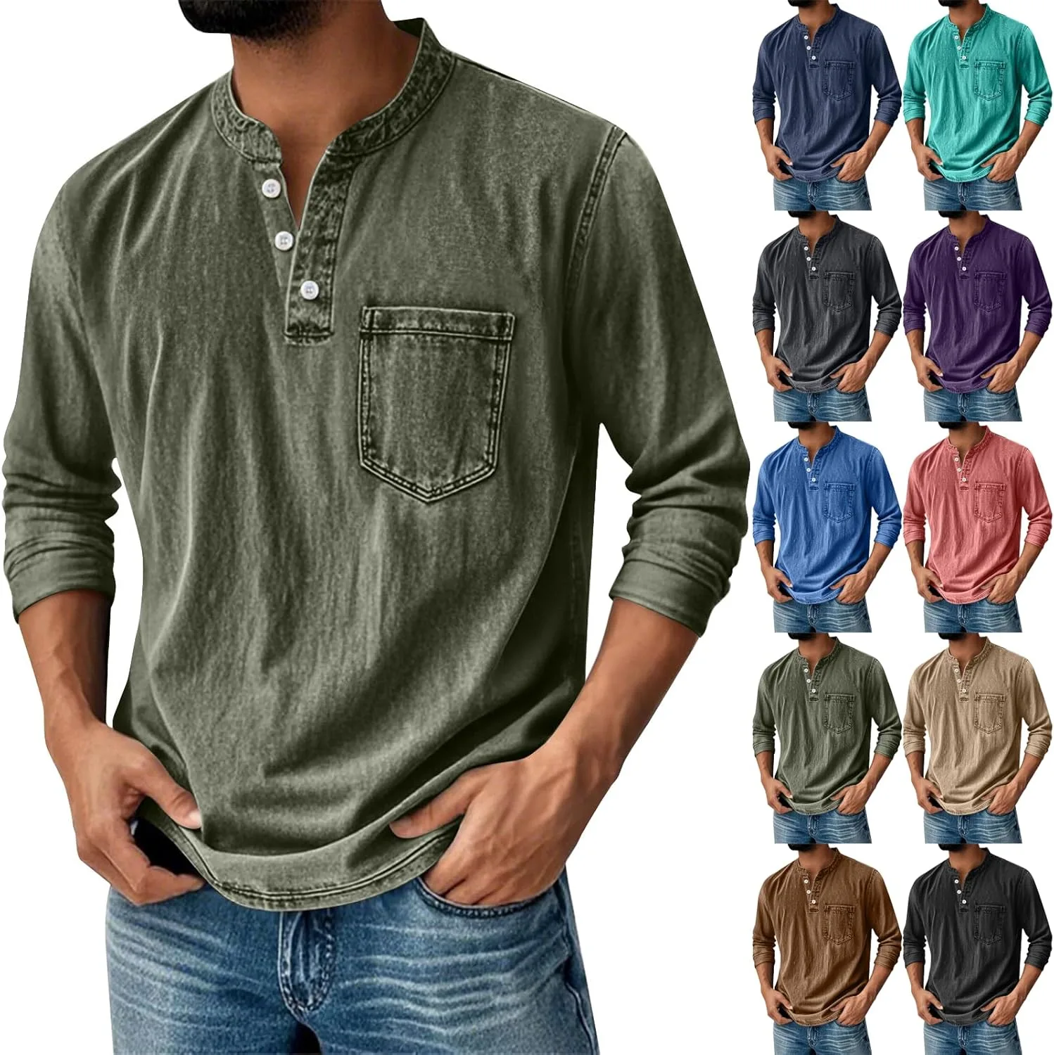 Рубашка-хенли для мужчин, Slim Fit, Big and Tall, с карманом tobchonp
Рубашка-хенли для мужчин, Slim Fit, Big and Tall, с карманом tobchonp
