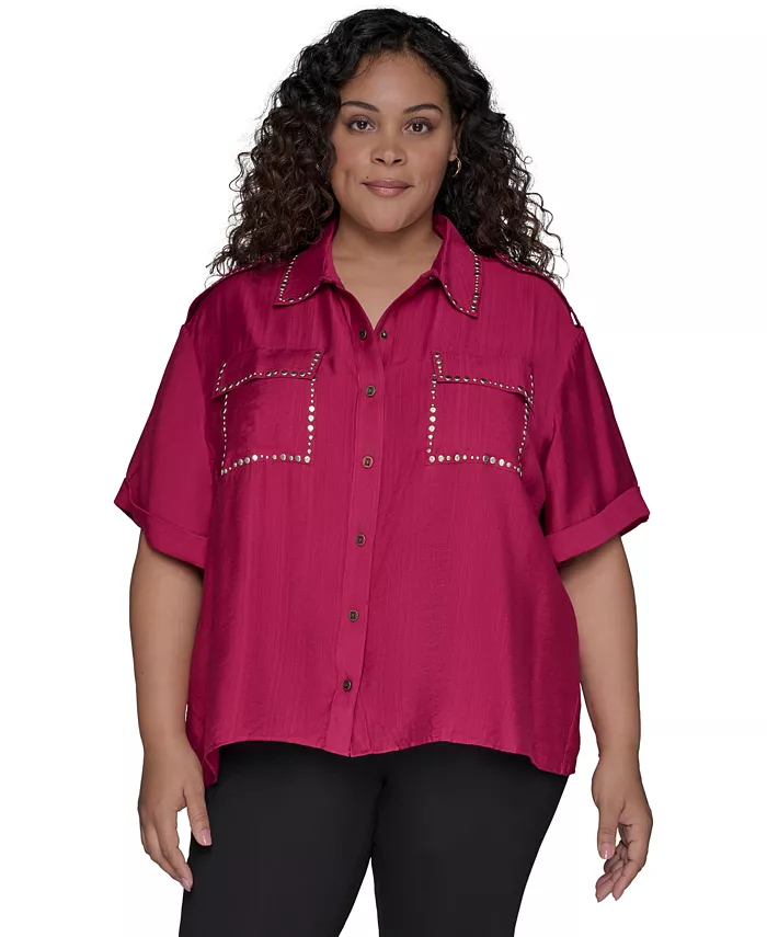 Рубашка с пуговицами спереди, украшенная заклепками KARL LAGERFELD PARIS, розовый
Рубашка с пуговицами спереди, украшенная заклепками KARL LAGERFELD PARIS, розовый