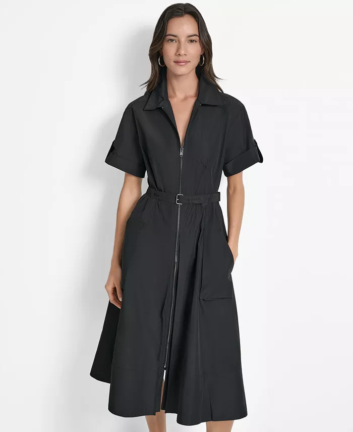 Женское платье для поездок на работу с поясом и застежкой-молнией спереди DKNY, черный
Женское платье для поездок на работу с поясом и застежкой-молнией спереди DKNY, черный