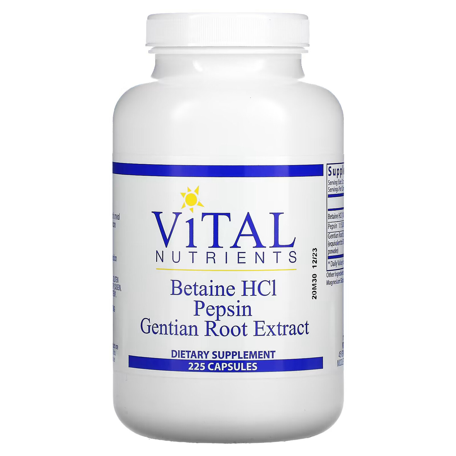 Vital Nutrients, Бетаин гидрохлорид, пепсин, экстракт корня горечавки, 225 капсул
Vital Nutrients, Бетаин гидрохлорид, пепсин, экстракт корня горечавки, 225 капсул