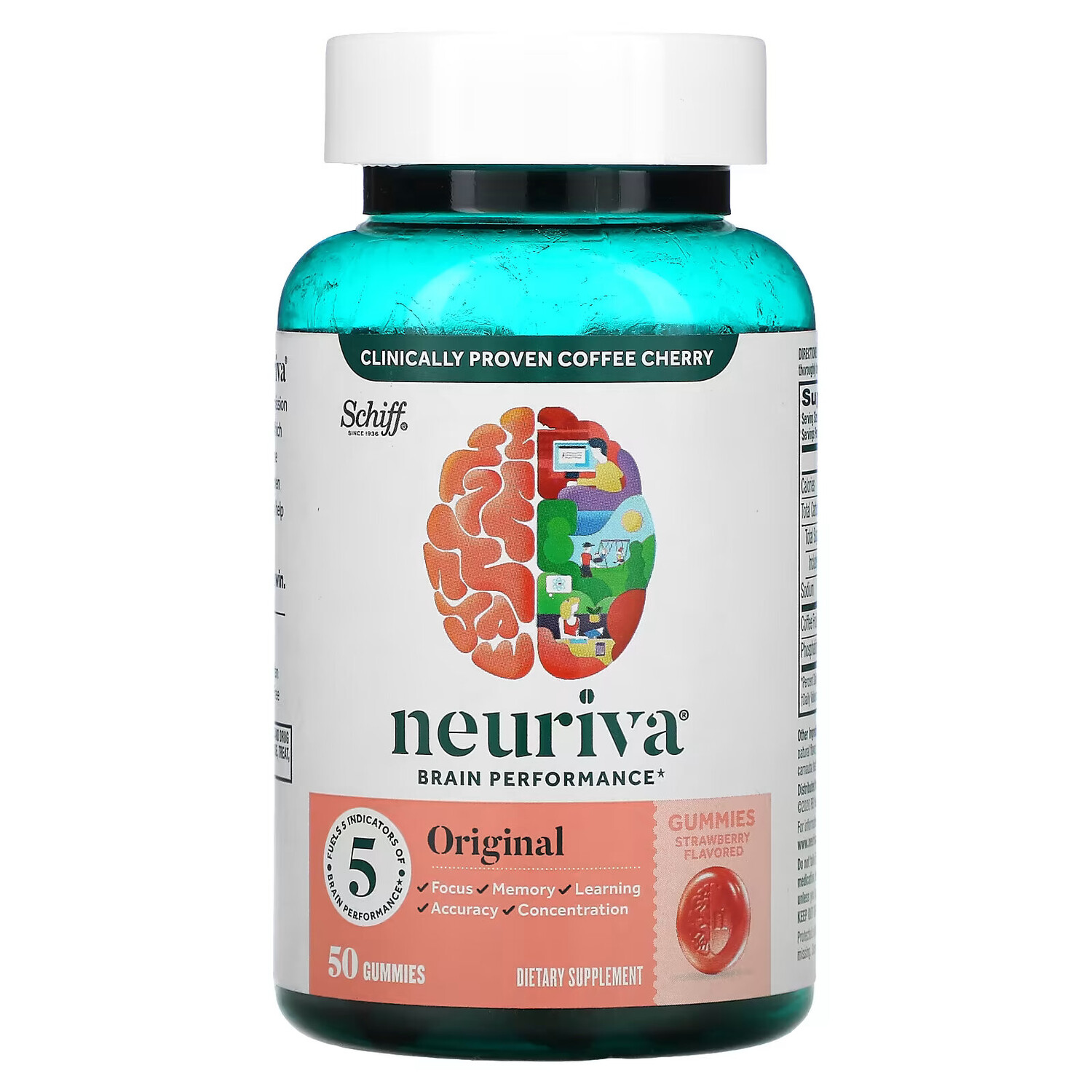 Schiff, Neuriva Brain Performance, оригинальный, со вкусом клубники, 50 жевательных таблеток
Schiff, Neuriva Brain Performance, оригинальный, со вкусом клубники, 50 жевательных таблеток