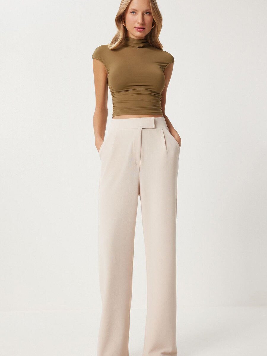 Широкие брюки со складкой спереди Happiness İstanbul, светло-бежевый
Широкие брюки со складкой спереди Happiness İstanbul, светло-бежевый