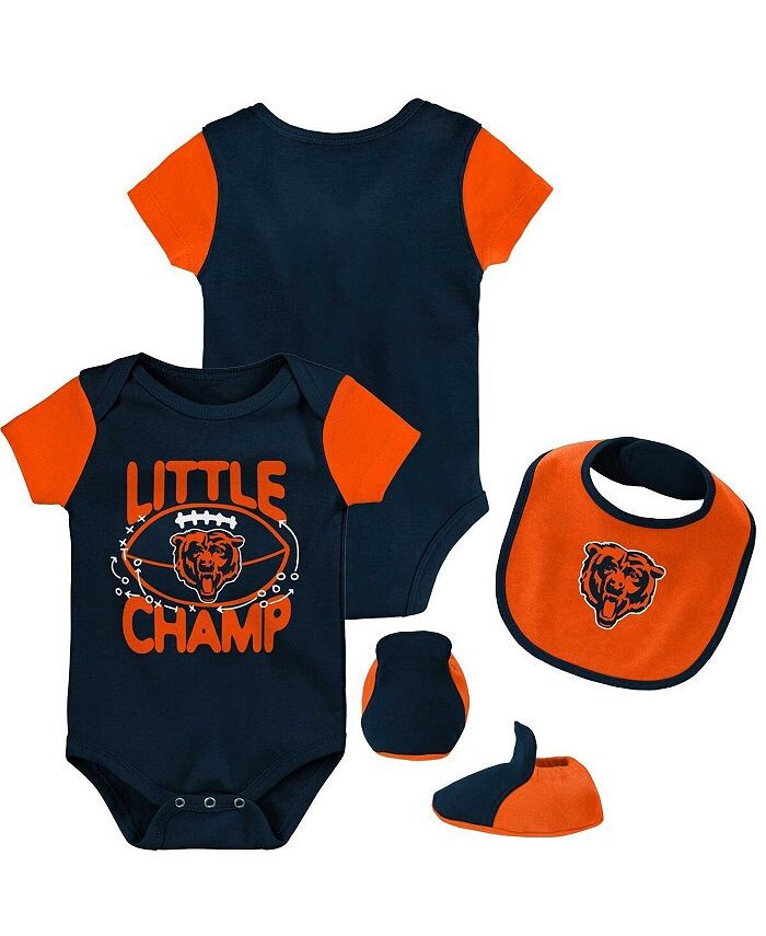 Комплект из трех частей: боди, нагрудник и пинетки Chicago Bears Little Champ для новорожденных, темно-синий, оранжевый Outerstuff, синий
Комплект из трех частей: боди, нагрудник и пинетки Chicago Bears Little Champ для новорожденных, темно-синий, оранжевый Outerstuff, синий