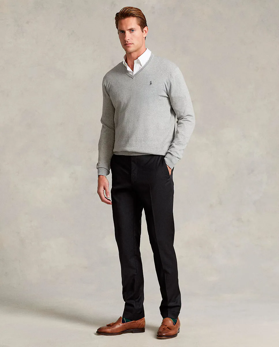Мужской хлопковый свитер с V-образным вырезом Polo Ralph Lauren, серый
Мужской хлопковый свитер с V-образным вырезом Polo Ralph Lauren, серый