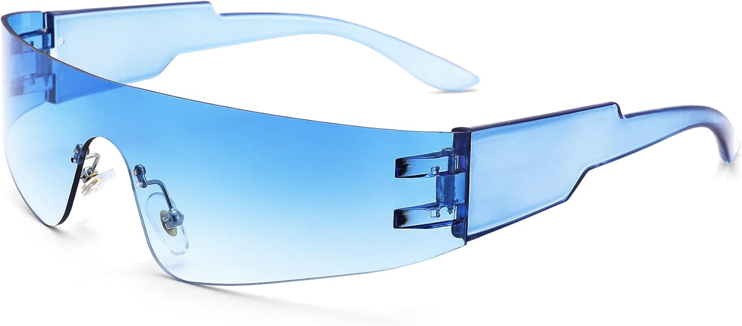 COASION Солнцезащитные очки с обтекаемой формой для женщин и мужчин, модные, без оправы, футуристические, в стиле Y2k, с плоской верхней частью, стильные очки, A8 Clear Blue / Gradient Blue
COASION Солнцезащитные очки с обтекаемой формой для женщин и мужчин, модные, без оправы, футуристические, в стиле Y2k, с плоской верхней частью, стильные очки, A8 Clear Blue / Gradient Blue