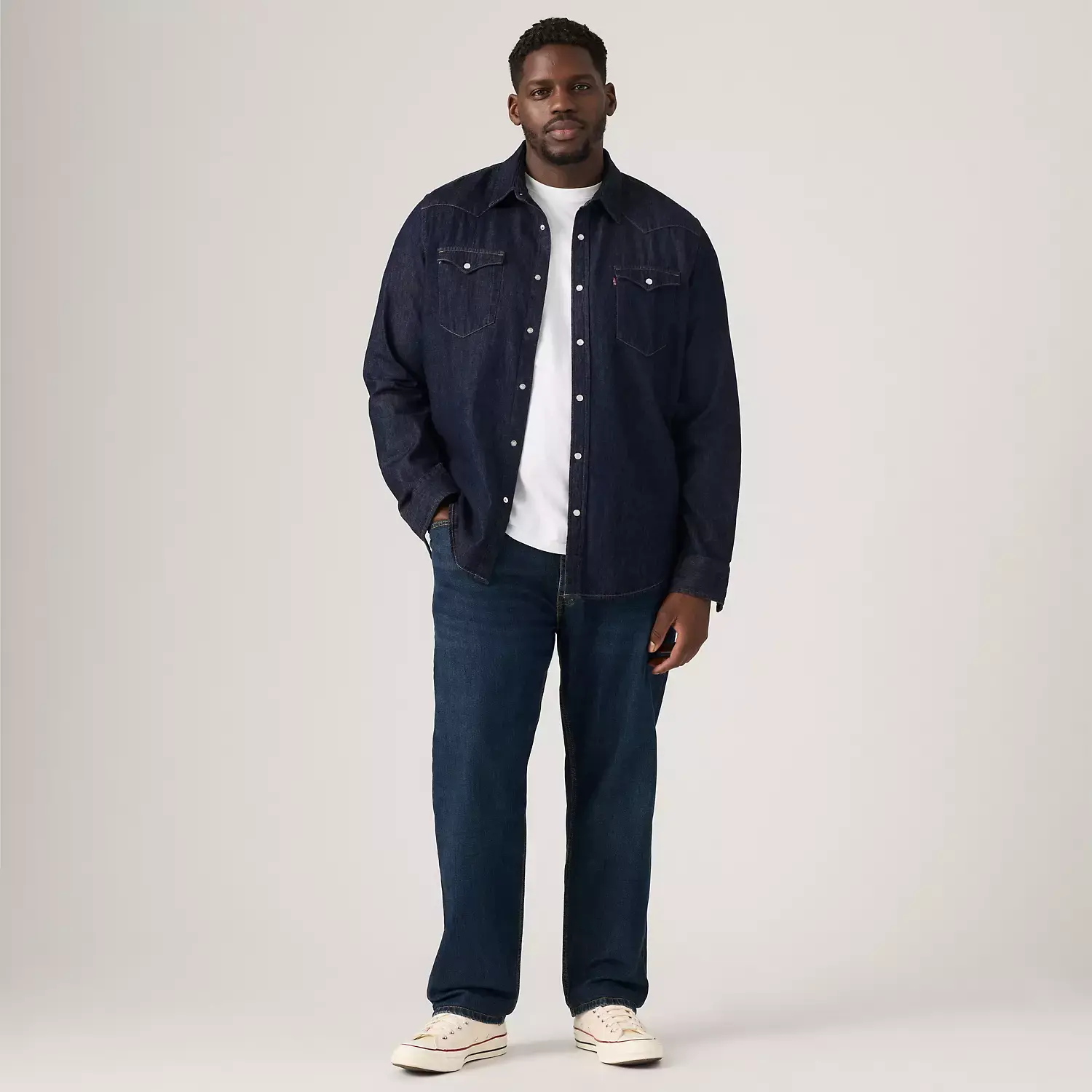 Мужские джинсы зауженного кроя 502 (большие и высокие) Levi's, цвет Clean Run - Dark Wash - Stretch
Мужские джинсы зауженного кроя 502 (большие и высокие) Levi's, цвет Clean Run - Dark Wash - Stretch