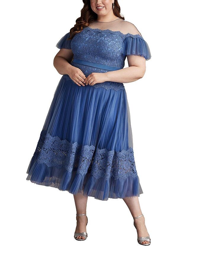 Платье миди из тюля со складками Tadashi Shoji Elise - Большие размеры, синий
Платье миди из тюля со складками Tadashi Shoji Elise - Большие размеры, синий
