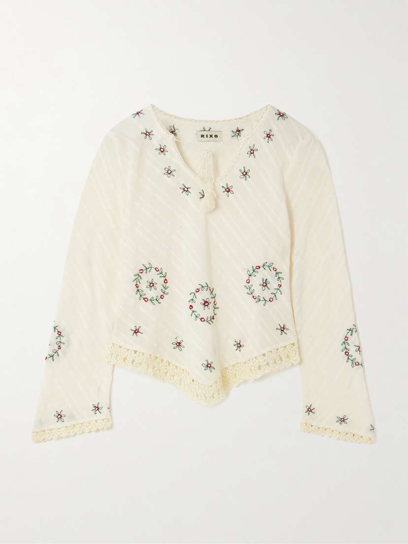 Топ Annalisa из хлопчатобумажной ткани с вышивкой, отделанный крючком Rixo, бежевый
Топ Annalisa из хлопчатобумажной ткани с вышивкой, отделанный крючком Rixo, бежевый