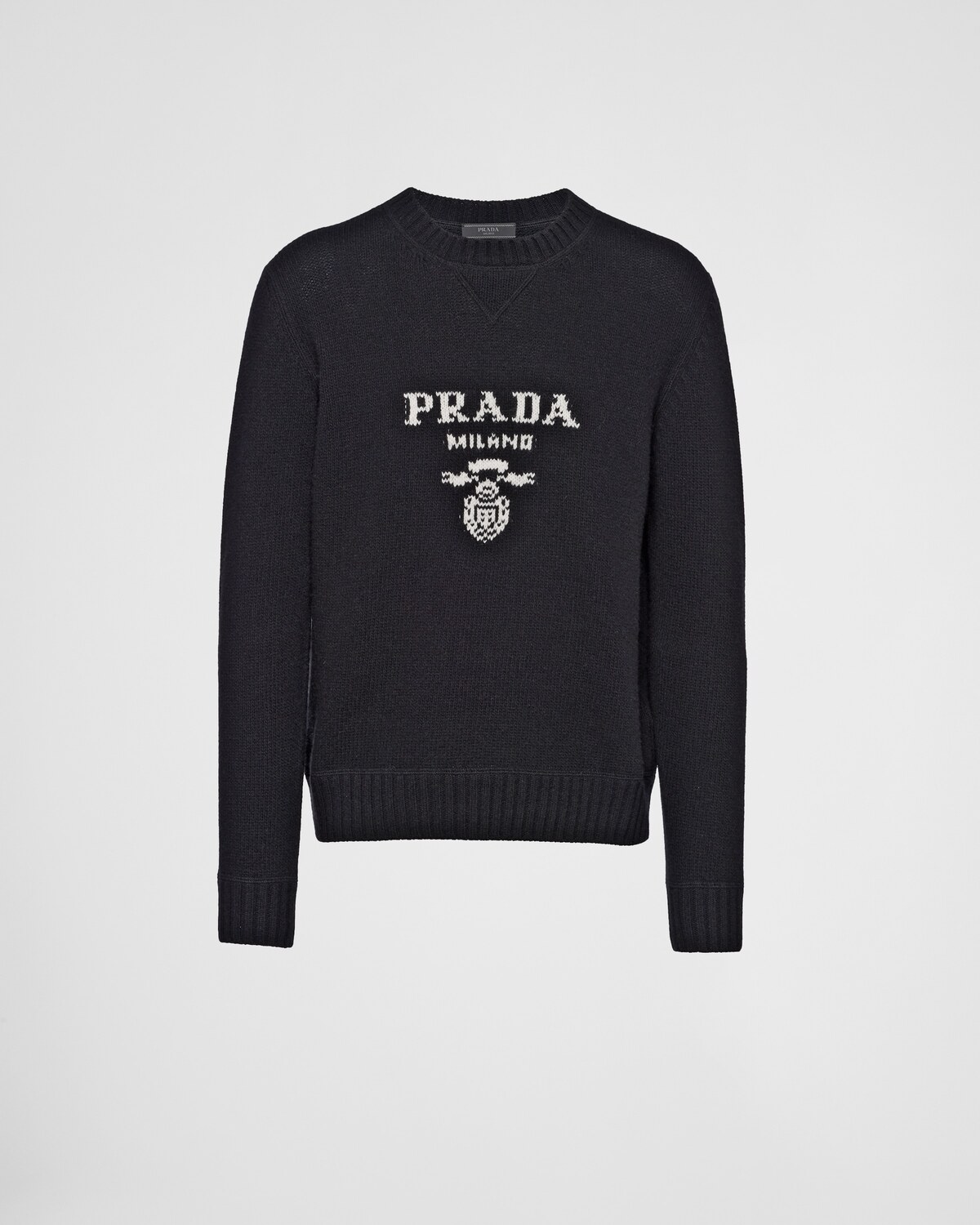 Свитер с круглым вырезом из шерсти и кашемира Prada, черный
Свитер с круглым вырезом из шерсти и кашемира Prada, черный