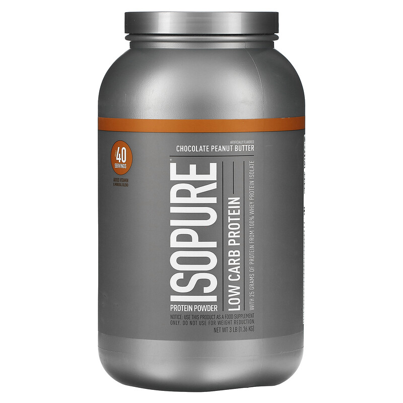 Isopure, IsoPure, Белковый порошок, Низкоуглеводный, Шоколад и арахисовое масло, 3 фунта (1,36 кг)
Isopure, IsoPure, Белковый порошок, Низкоуглеводный, Шоколад и арахисовое масло, 3 фунта (1,36 кг)