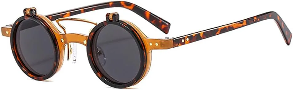 Круглые панк-солнцезащитные очки для женщин и мужчин с двойной перемычкой, защитой от УФ-излучения UV400, откидными линзами и заклепками UYPTK, Tea Leopard Grey
Круглые панк-солнцезащитные очки для женщин и мужчин с двойной перемычкой, защитой от УФ-излучения UV400, откидными линзами и заклепками UYPTK, Tea Leopard Grey
