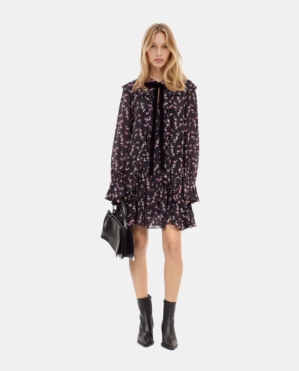 Свободное короткое платье с оборками и цветочным принтом The Kooples, черный
Свободное короткое платье с оборками и цветочным принтом The Kooples, черный