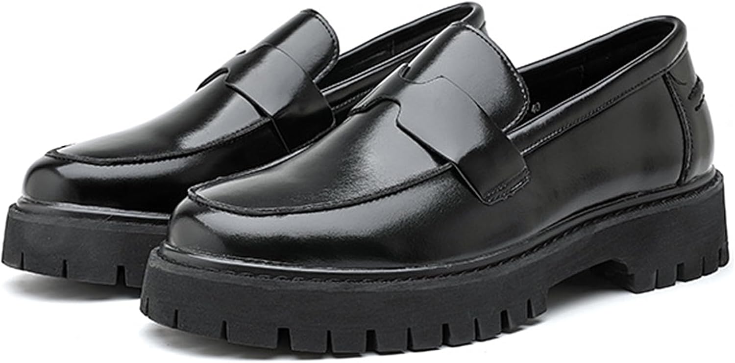 Мужские кожаные слипоны Penny Loafers на платформе с протекторной подошвой, нескользящие деловые туфли для свадьбы и работы в офисе Ptnoka, черный
Мужские кожаные слипоны Penny Loafers на платформе с протекторной подошвой, нескользящие деловые туфли для свадьбы и работы в офисе Ptnoka, черный