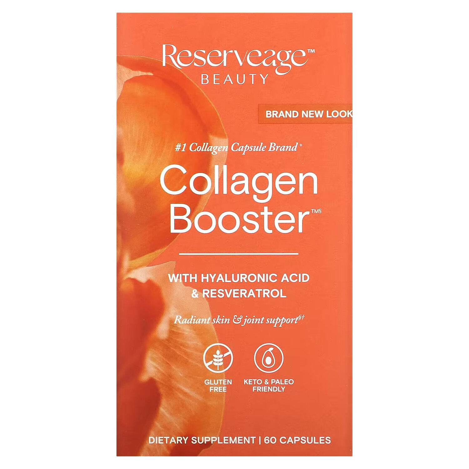 ReserveAge Nutrition, Collagen Booster с гиалуроновой кислотой и ресвератролом, 60 капсул
ReserveAge Nutrition, Collagen Booster с гиалуроновой кислотой и ресвератролом, 60 капсул