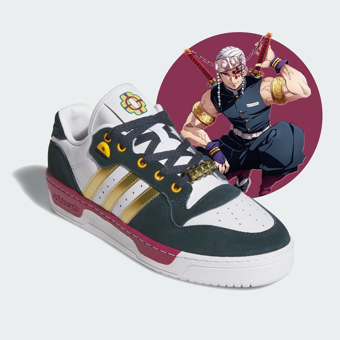 Кроссовки Adidas Rivalry Low x Demon Slayer, Tengen, белый/зеленый
Кроссовки Adidas Rivalry Low x Demon Slayer, Tengen, белый/зеленый