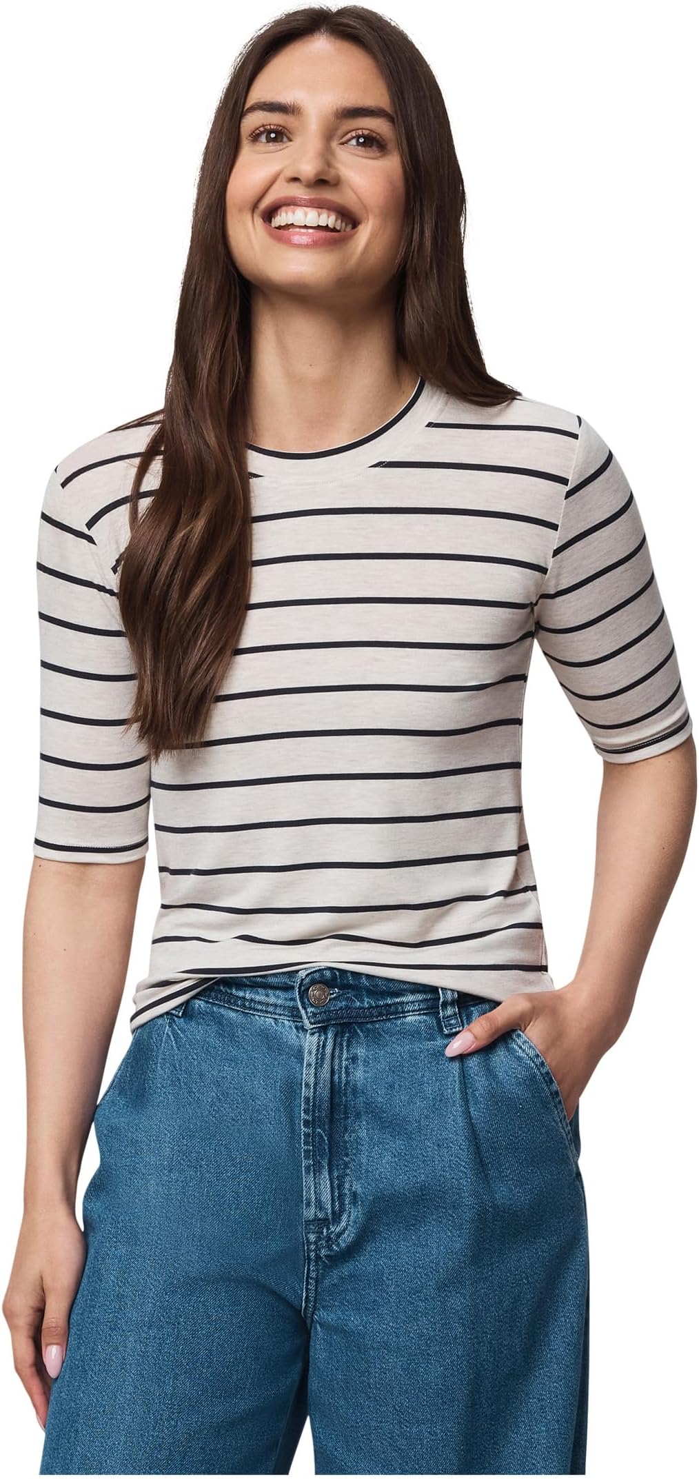 Женская футболка с рукавами четверть в полоску из бамбука Splendid, Oak Heather/Lead
Женская футболка с рукавами четверть в полоску из бамбука Splendid, Oak Heather/Lead