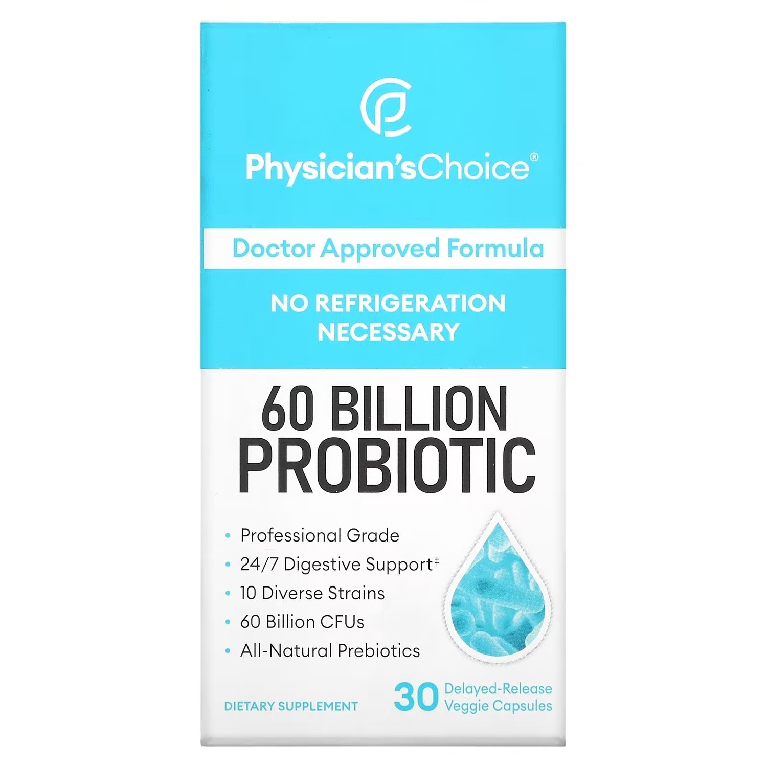 Добавка Physician's Choice 60 Billion Probiotic, 30 растительных капсул 
Добавка Physician's Choice 60 Billion Probiotic, 30 растительных капсул